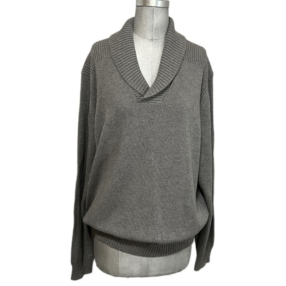 St John’s Bay Fisherman’s Heather Gray Long Sleeve Tight Knit Sweater Size XL